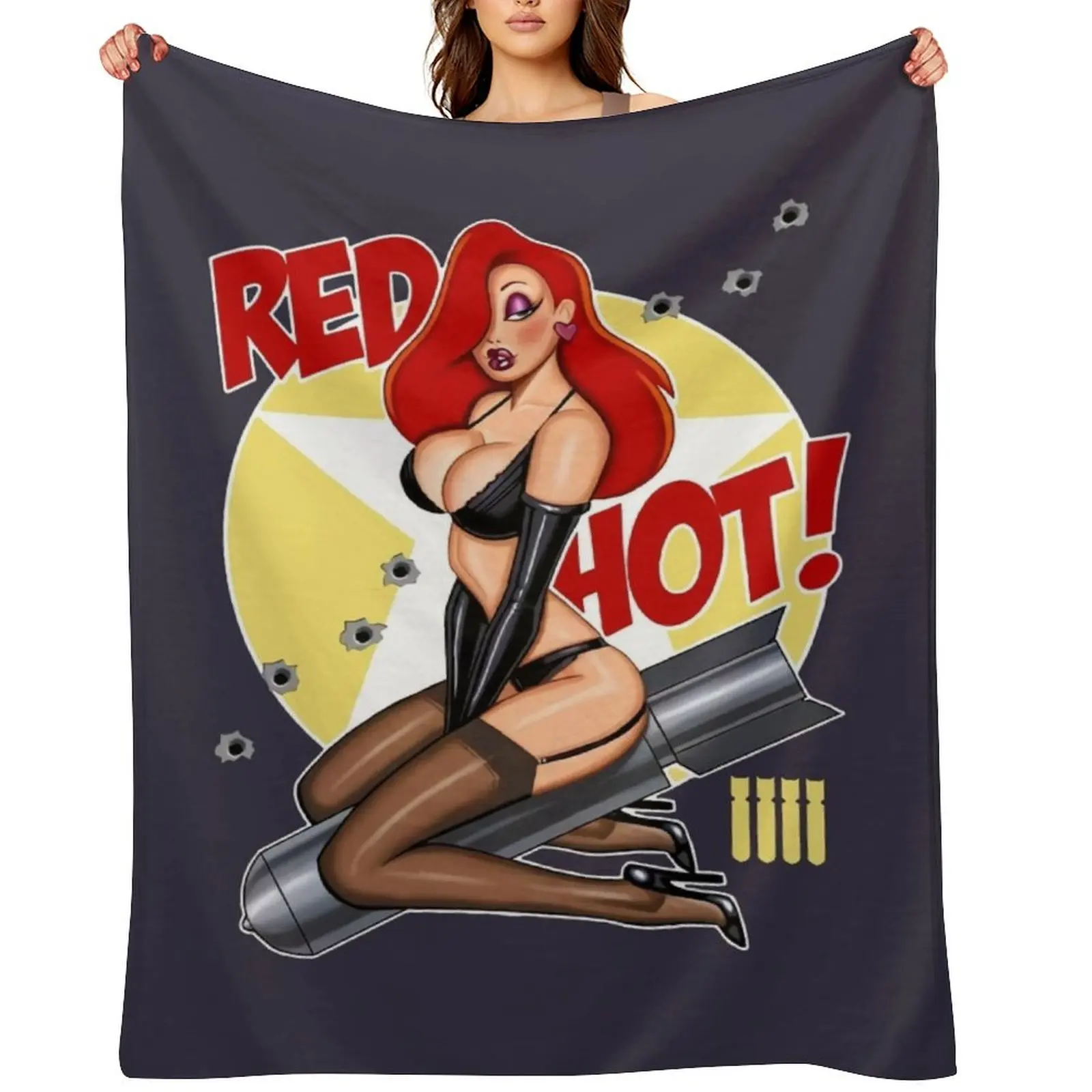 

Red Hot Nose Art Jessica Rabbit 17 T Best Women 90s Retro Unique Best Hot Idea Throw Blanket Luxury St Beach Blankets