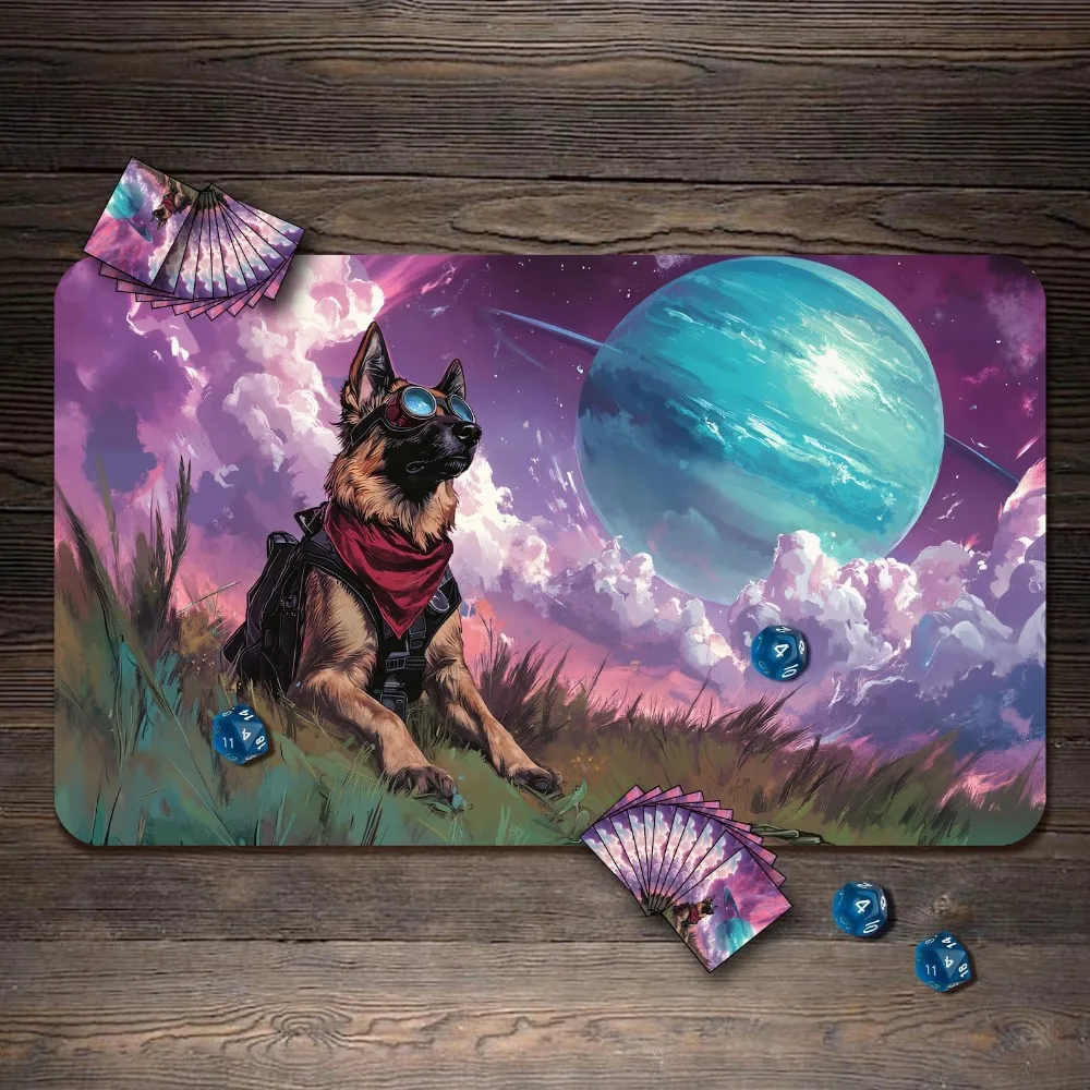 MTG Playmat, Fallout Dogmeat Custom Playmat, TCG Playmat mit Zonen-Dekoration, Setup für Gamer, Alfombrillas Gaming, Mousepad Gamer