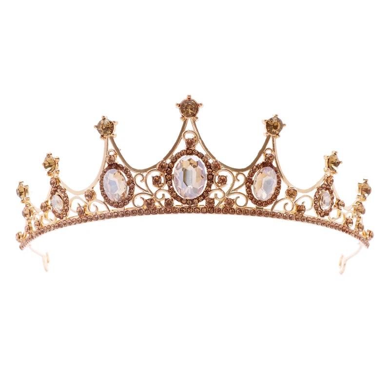 Vintage Gold Bridal Crown Three-piece Knot Wedding Dress Accessories Crown Tiara Necklace Earrings
