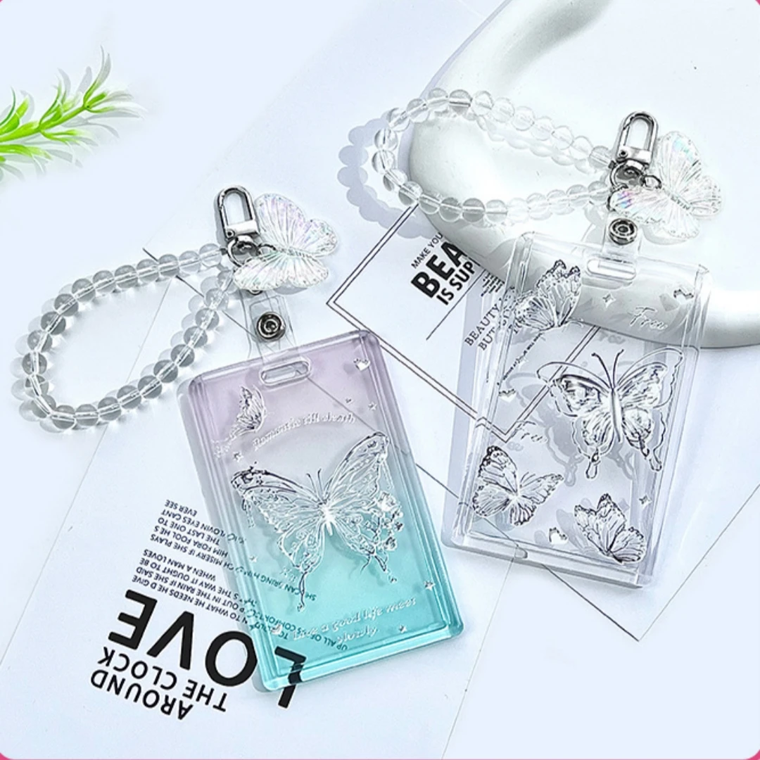 Butterfly Card Holder Stylish Transparent Card Sleeve Protective Card Cover Clear For Transit Pass