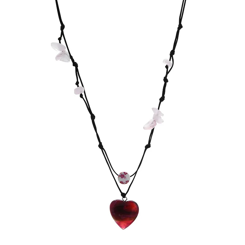 여성을 위한 새로운 소녀 연인 구슬 목걸이, 여름 하트 쇄골 체인