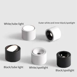 Adjustable angle tube light 5W/7W/12W anti glare LED ceiling light dimmable LED spotlight bedroom kitchen wine cabinet COB spotl