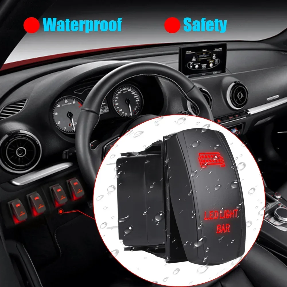 

Car Rocker Switch, Dual LED Marine Waterproof Switch, DC12V-24V 5-Pin Dual LED Rocker Switch For Car Boat RV Equipment Control
