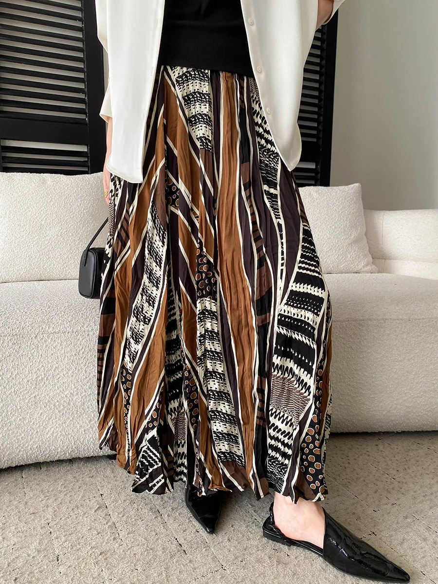 

Весенняя женская повседневная юбка А-силуэта с эластичной высокой талией и художественным принтом в стиле французского ретро.