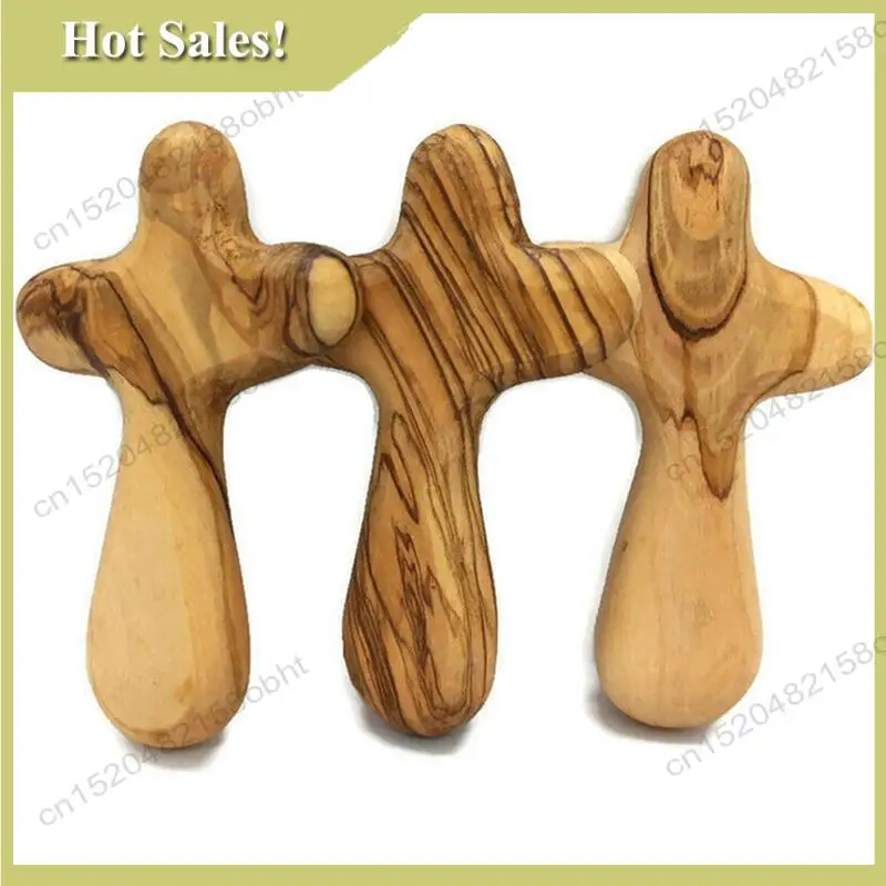 

-PQWN 10PCS Small Olive Wood Crosses, Holding Crosses Portable Prayer Crosses