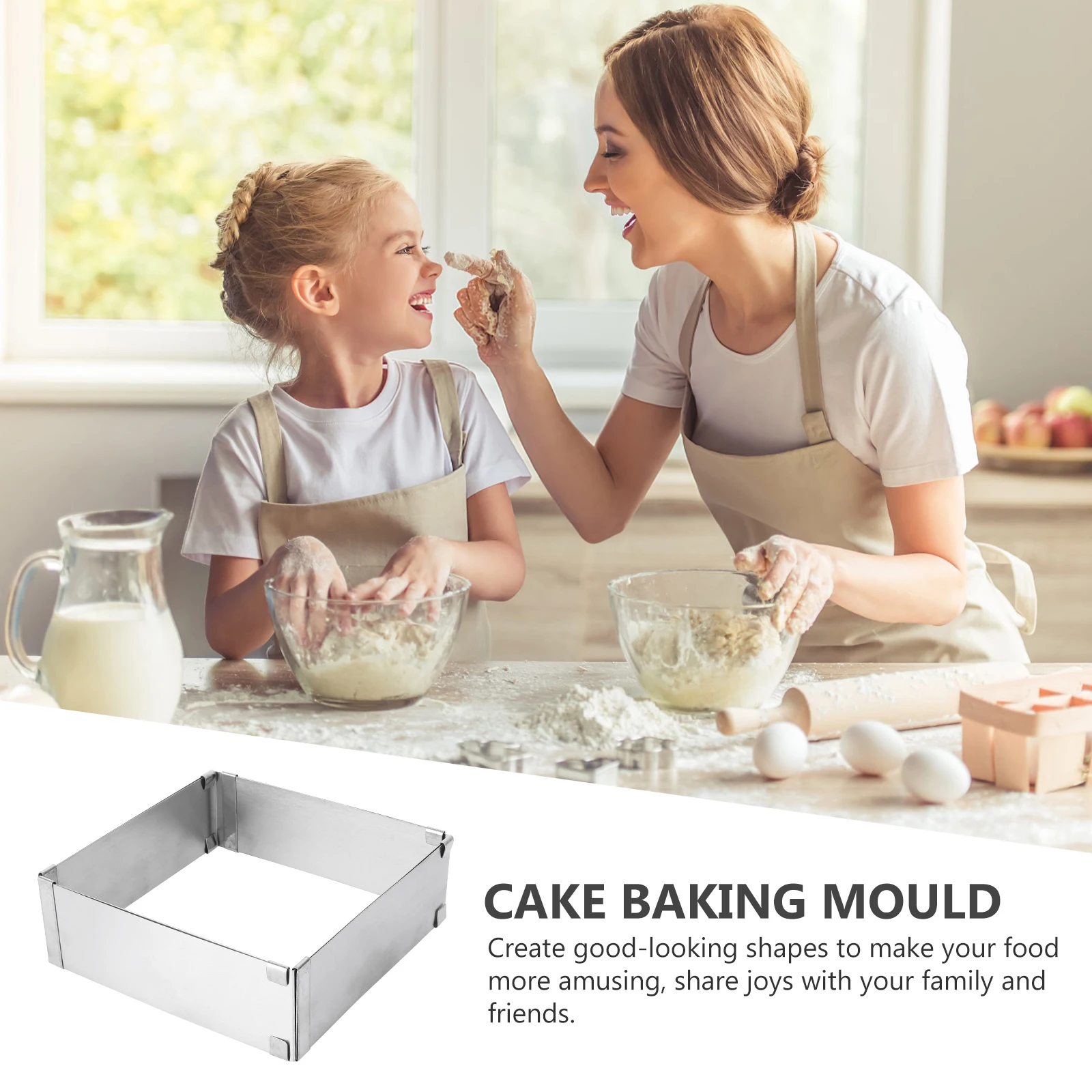 

Mousse Circle Mold Adjustable Square Cake Mould Stainless Steel Restaurant Baking Tool