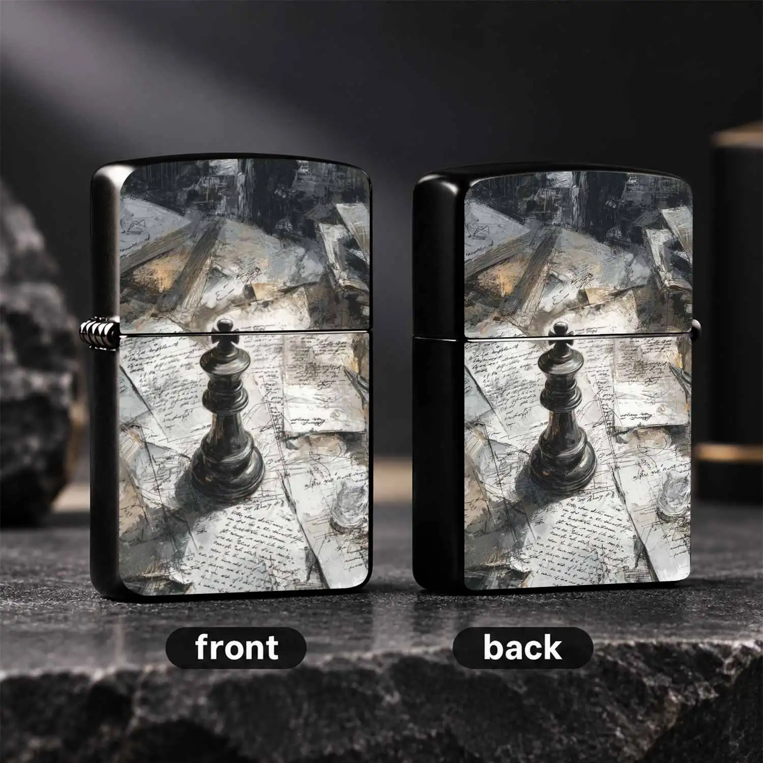 Vintage Sketch Style Chess King Manuscript Art Printed Lighter, Fits Daily Commute Leisure Scenarios, Exquisite Texture Full Of Aesthetic Vibe, Portable Stylish Practical Item For Personal Use Or Gifting On All Occasions A Humorous And Inte