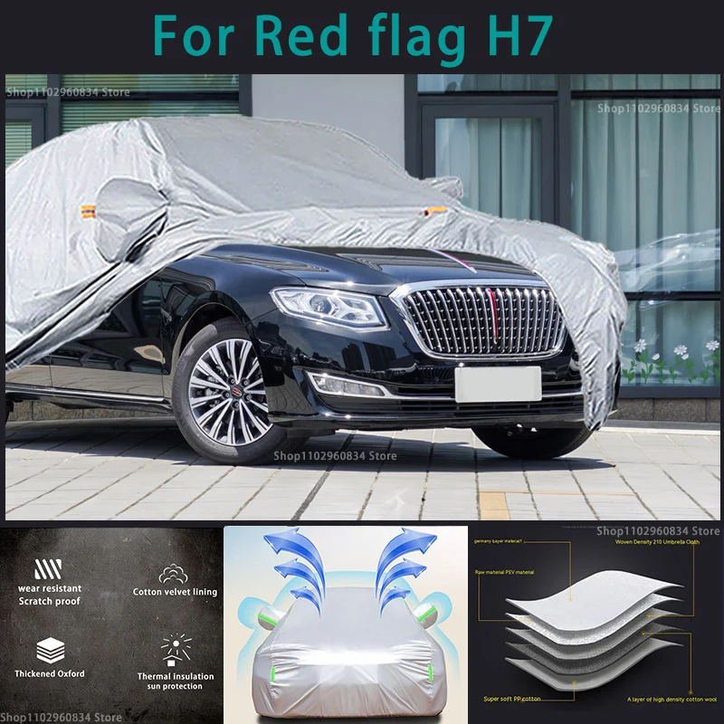 

For Red flag H7 210T Full Car Covers Outdoor Sun uv protection Dust Snow Protective Anti Hail And Storm Auto Protective cover