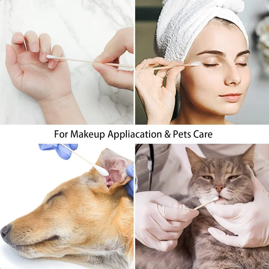 Tamponi di cotone lunghi da 500 pezzi Tamponi di cotone di bambù da 6 pollici Punte biodegradabili Applicatori per la pulizia del trucco Cura degli animali domestici nella conservazione