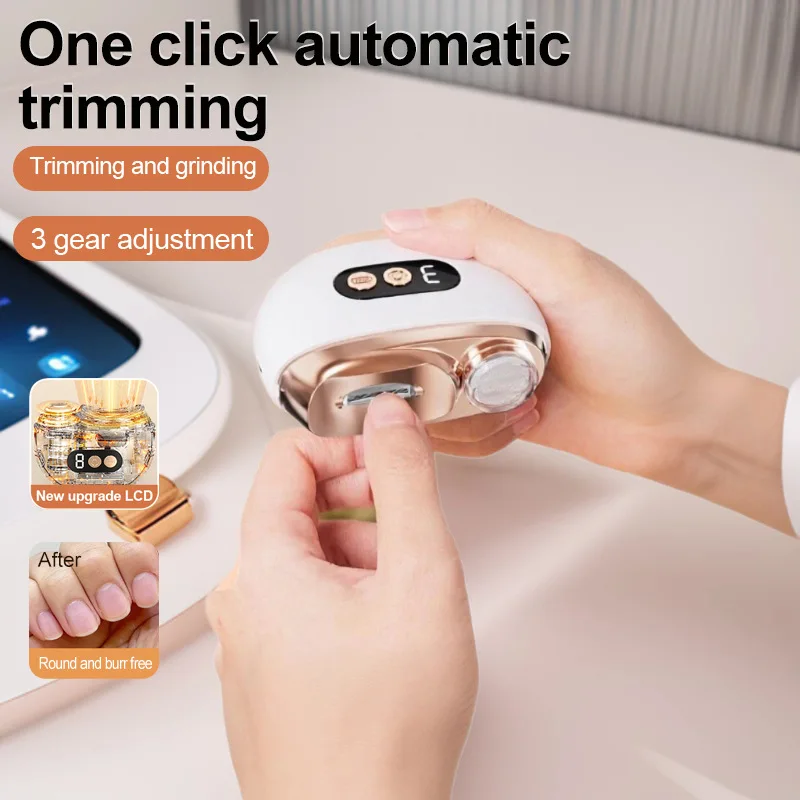 

Электрическая машинка для стрижки ногтей, полностью автоматическая детская полировальная машинка для ногтей Type-C Charge, 3-скоростная машина для ручной полировки ногтей с защитой от брызг и защемления