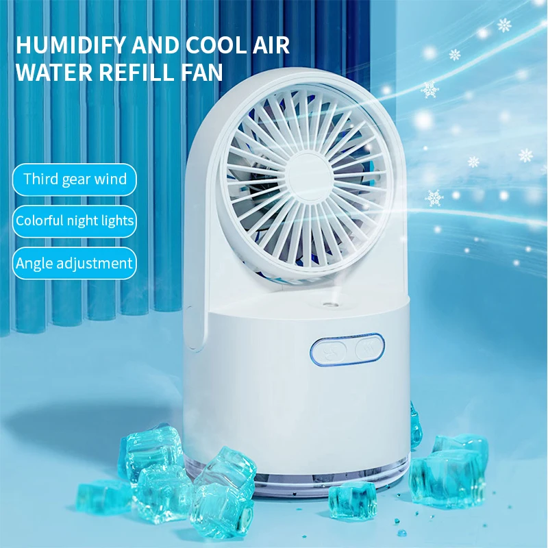 Manufacturer direct sales mini big spray humidification small fan desktop fan cold fan USB household water makeup small fan