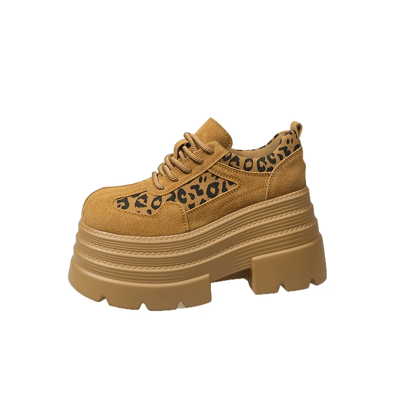 

Women's Thick Bottom Platform Shoes 10cm Spring Autumn Season Popular Lightweight Heightening Lace-Up Flat Shoes Breathable