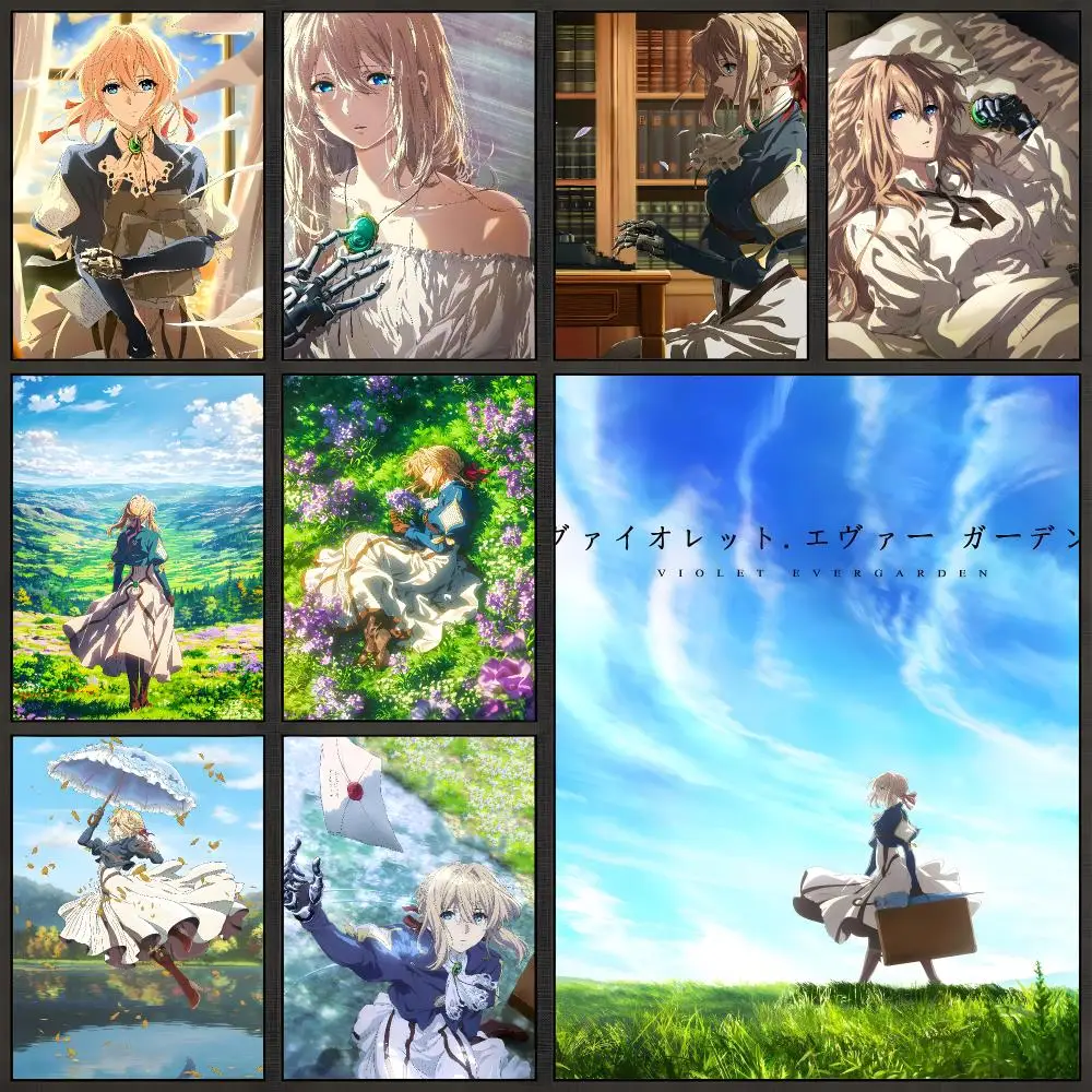 Anime Violet Evergarden Emotional Fantasy Poster zum Abziehen und Aufkleben, Wandkunst, PP, wasserfest, HD, für Schlafzimmer, Wohnzimmer, Heimdekoration, Geschenk