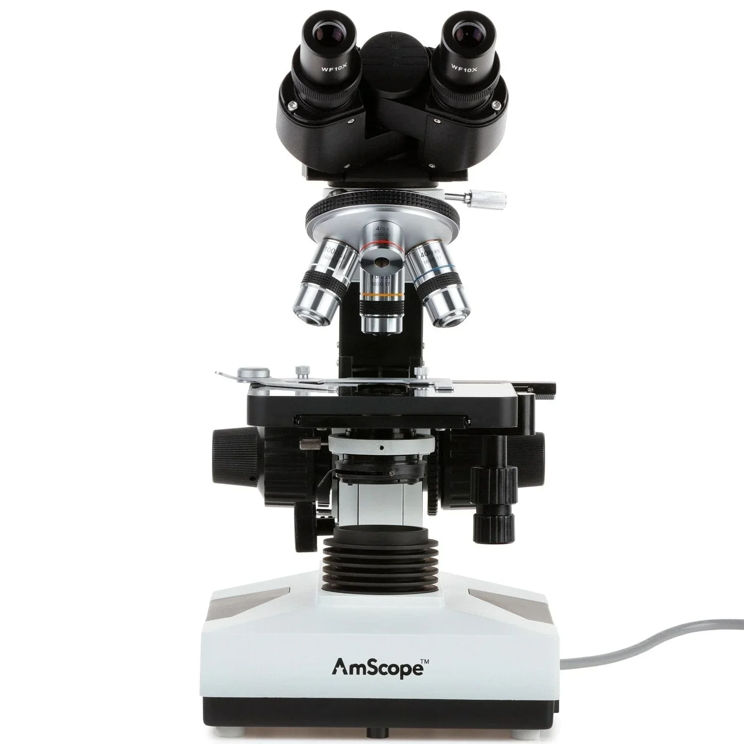 Microscopio compuesto binocular biológico profesional serie AmScope B490 40X-2000X + 20W halógeno, etapa mecánica 3D