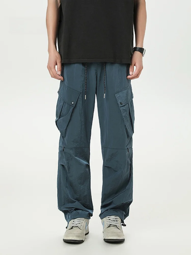 

MMOPTOP Men's Loose Straight Leg Work Trousers Summer Outdoor Windproof Faionable Thin Casual Pants Youth Low Waist