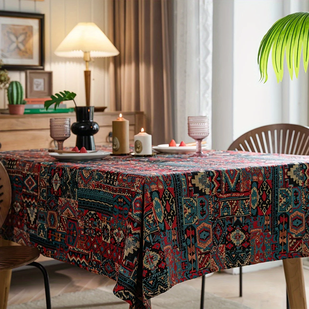 Miao ethnic group's non-patterned American-style tablecloth, colorful jacquard tablecloth, surface pattern
