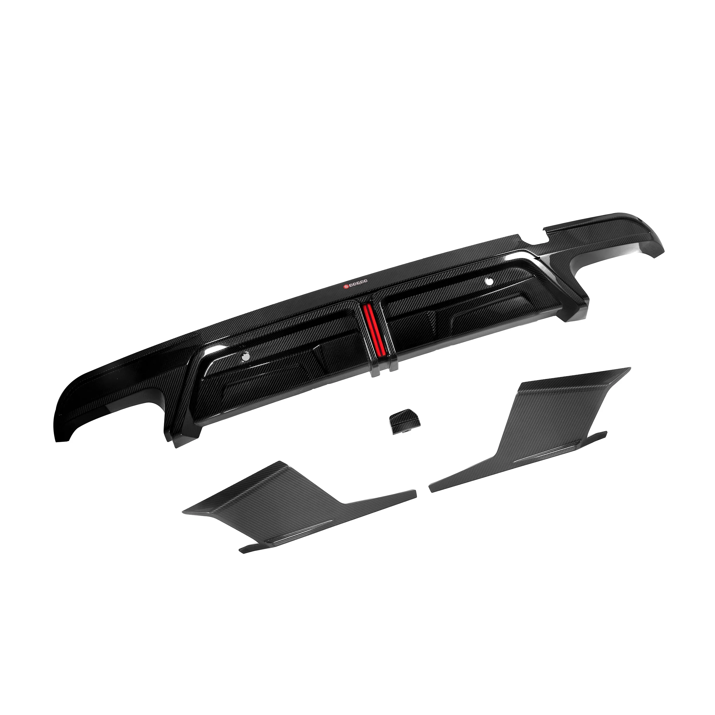 NEW Dry Carbon Fiber SQ Style Rear Diffuser With LED Light Fit for BMW X5M F95 F95 LCI 2020+ Rear Bumper Diffuser