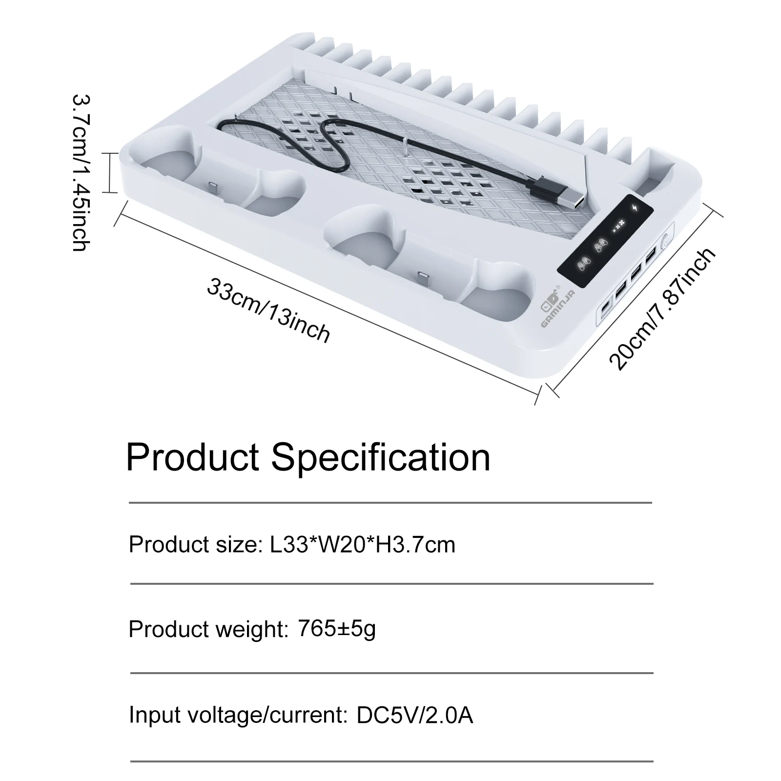 GAMINJA P58 RGB حامل التبريد ل PS5 سليم وحدة التحكم غمبد قاعدة شحن سماعة هوك لعبة CD تخزين الرف ل PS5 القرص الرقمي