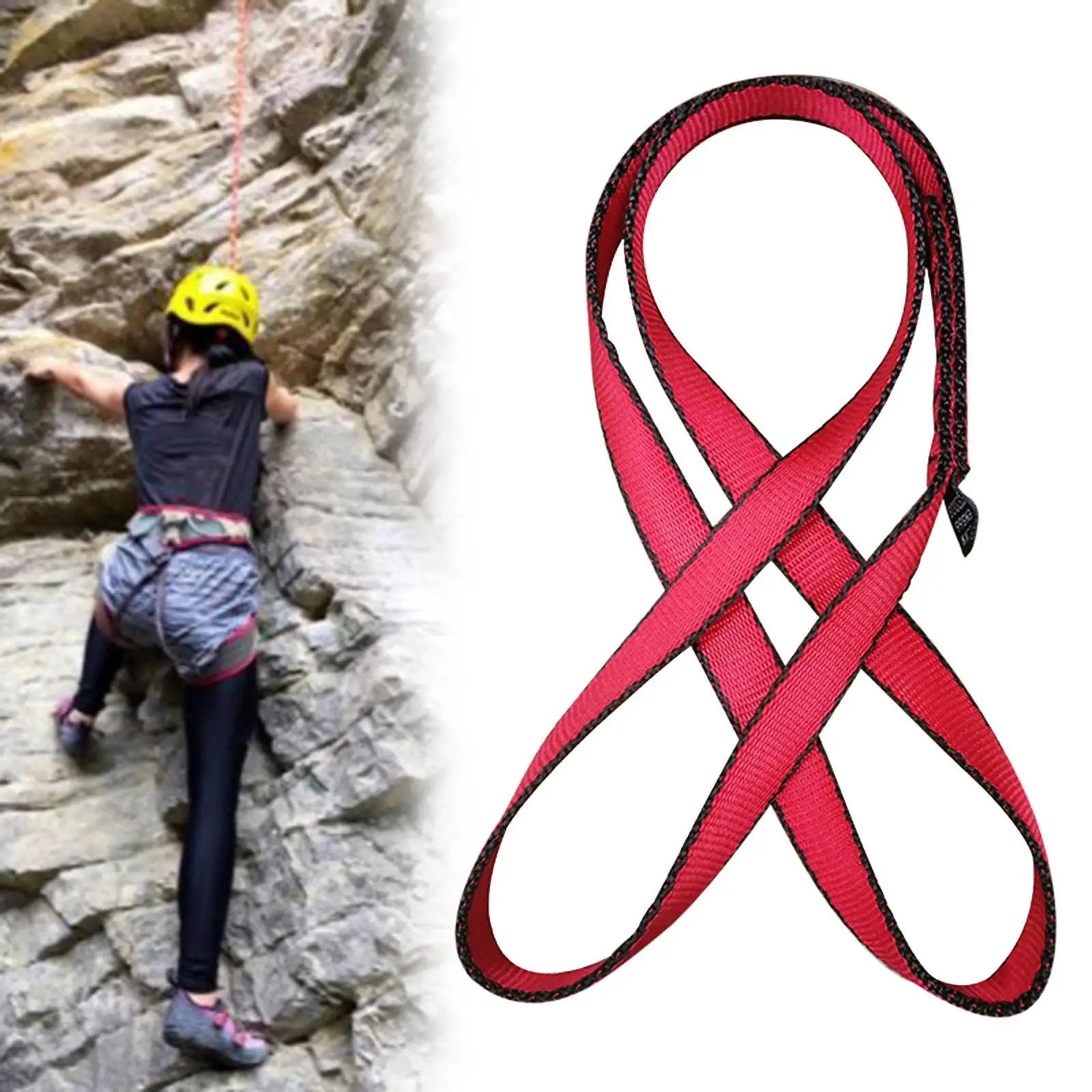 Eslinga de Escalada de 18 mm, Correa de Cincha de Poliéster Resistente para Cuerda de Camping, Equipo Robusto para Escalada en Roca y Montañismo al Aire Libre