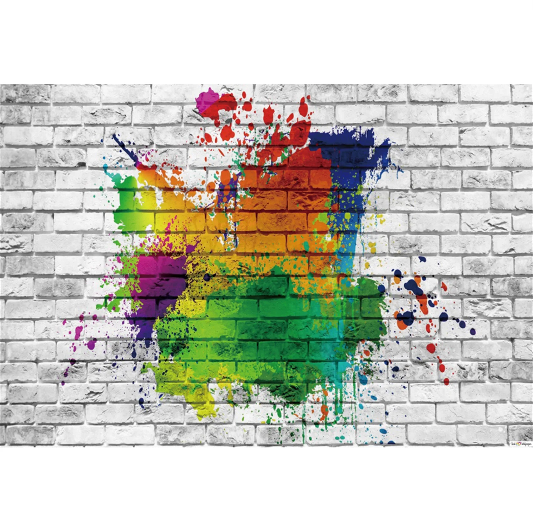 Laeacco Trắng Tường Gạch Chụp Ảnh Phông Nền Nhiều Màu Sắc Đồ Bộ Bung Tróc Đảng Cho Bé Sinh Nhật Chân Dung Ảnh Nền