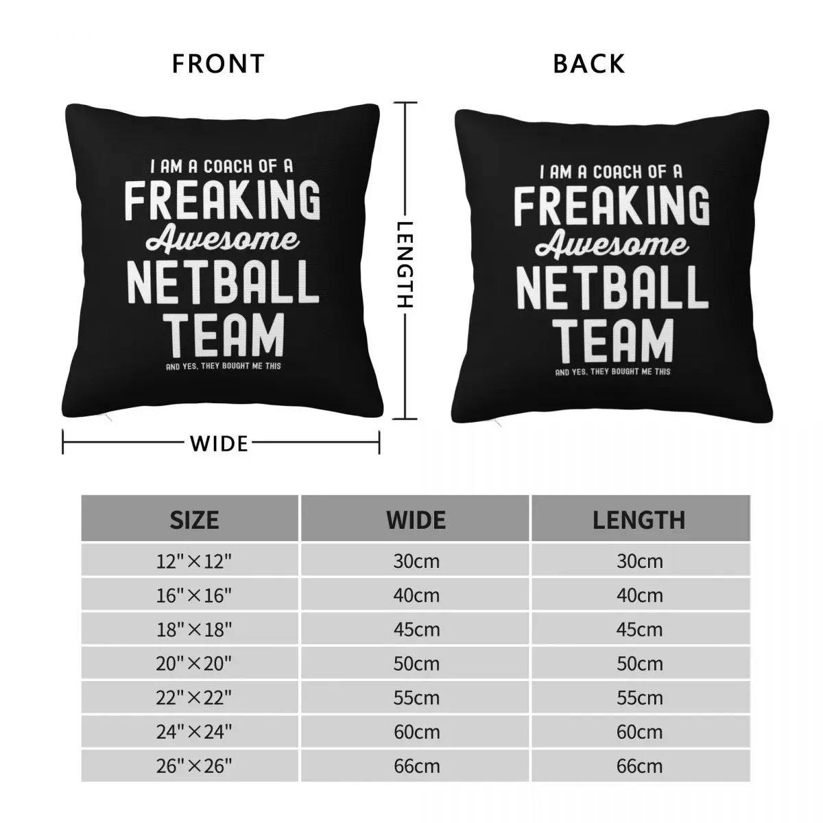 Netball Coach Trainer Square Pillowcase Polyester Linen Velvet Creative Zip Decorative Pillow Case Car Cushion Cover