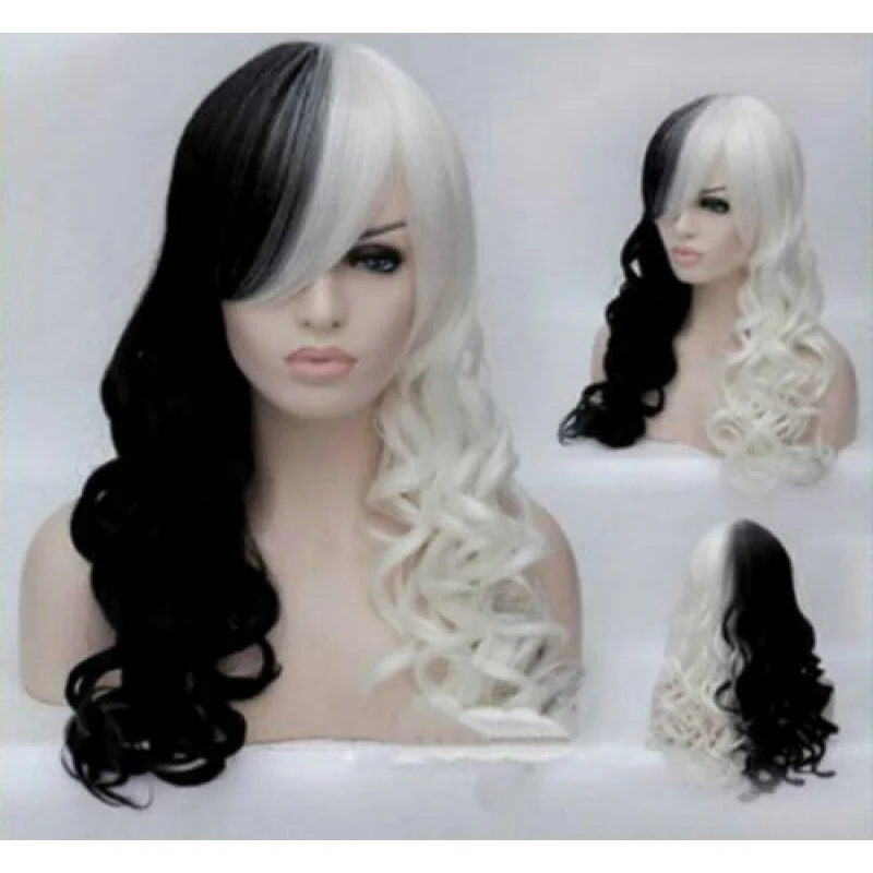 

Women Wig Cosplay Wig Bla White Wig Synthetic Long Curly Ladies Wigs