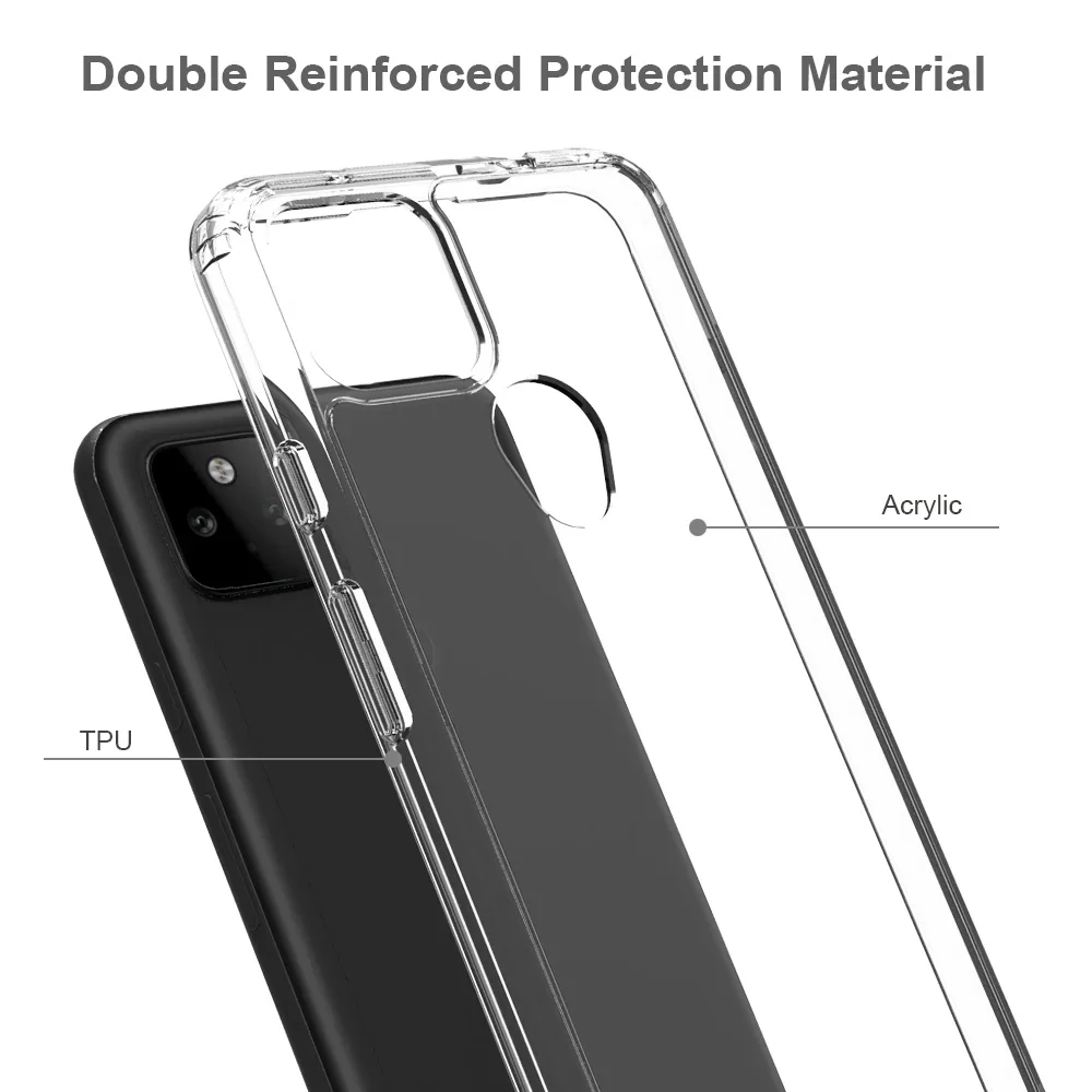 Hybrid Shockproof Cover Air Cushion Bag Case With Acrylic Crystal Clear Hard Back Shell For Google Pixel 5 / Google Pixel 5A 5G