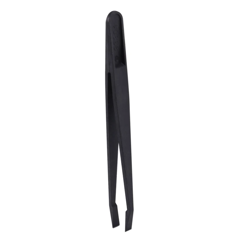 5 Pcs Manual Tool Black Plastic Flat Tip Anti-static Tweezer 12cm Long