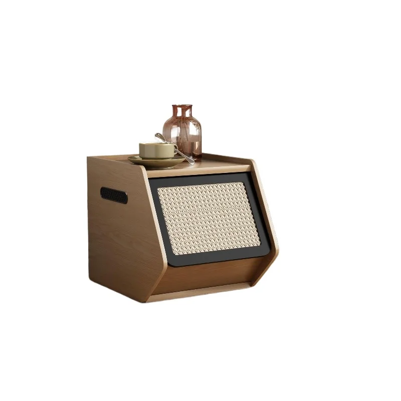 Mid-Century Cat Nest Modular Cabinet Multi-Functional Rattan Storage Coffee Table Cat-Friendly Design Human Pet Co-Living