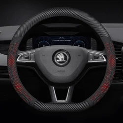 Skoda Octavia Fabia Rapid Superb Karoq Kodiaq Scala Citigo Kamiq Carbon fiber Suede Car Steering Wheel Cover Auto Accessories