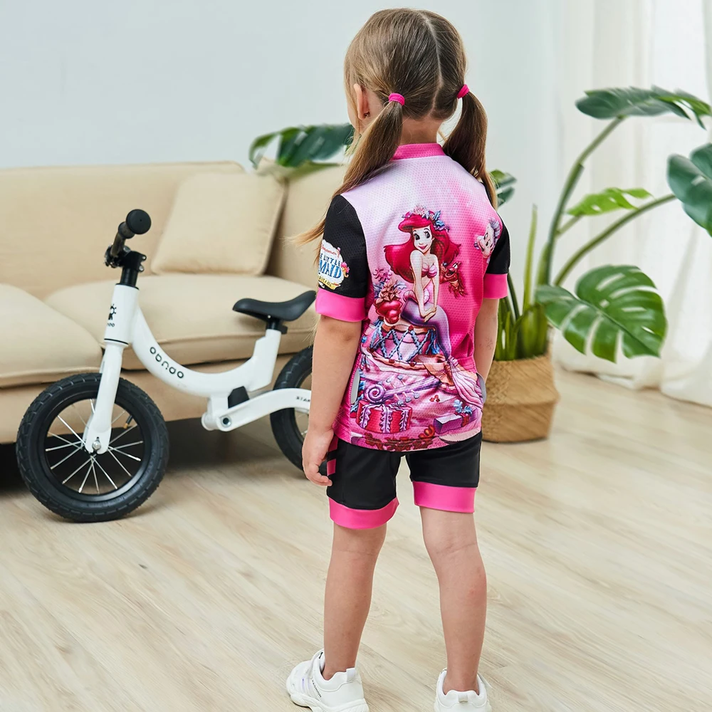 2022 Summer Cycling Jersey Set For Girls Cartoon Animation Printed Children Bicycle Sportswear Short Sleeve Kid Cycling Clothing