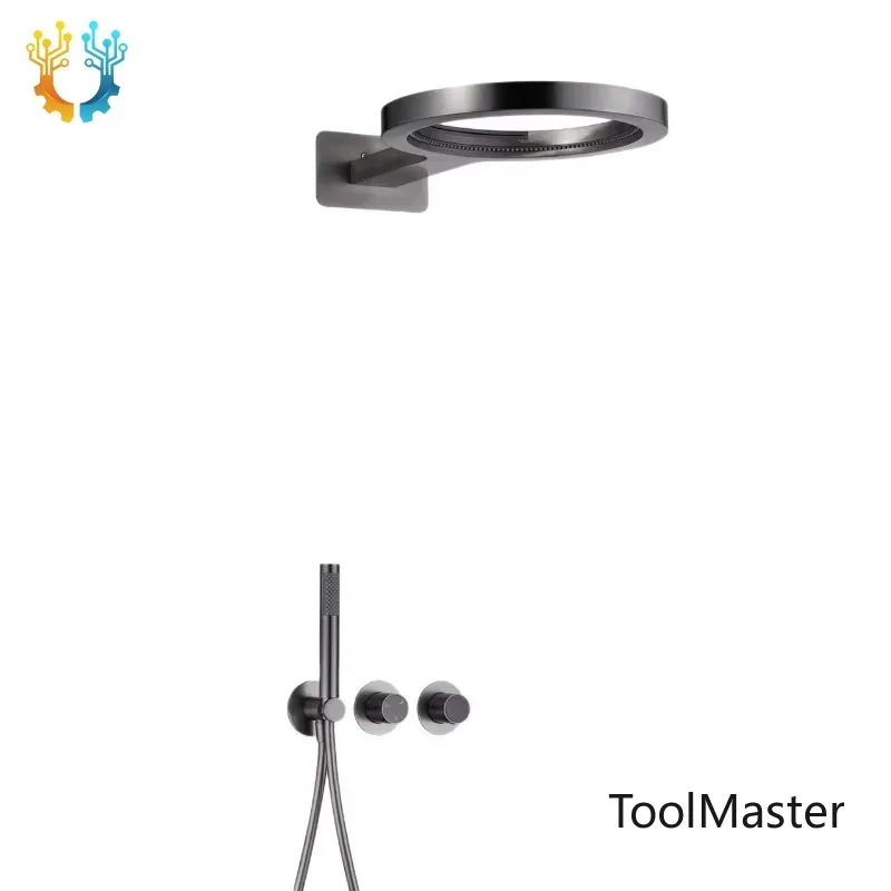 

【2026】Brushed Gold Brass Shower Set Wall Mounted Round Rain Shower Head For Home Bathroom Hotel