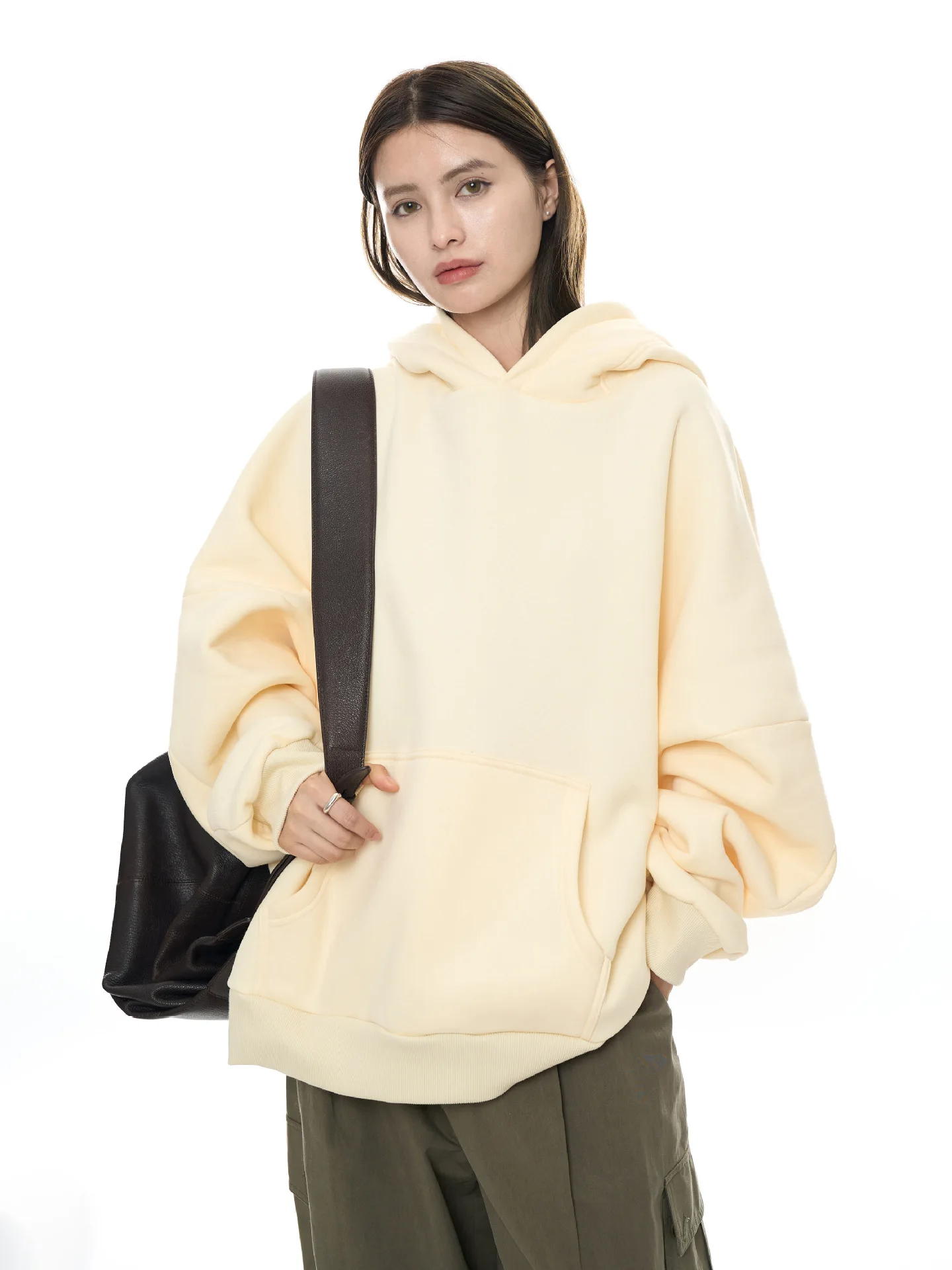 woman warm soft sweatshirt with hoodie