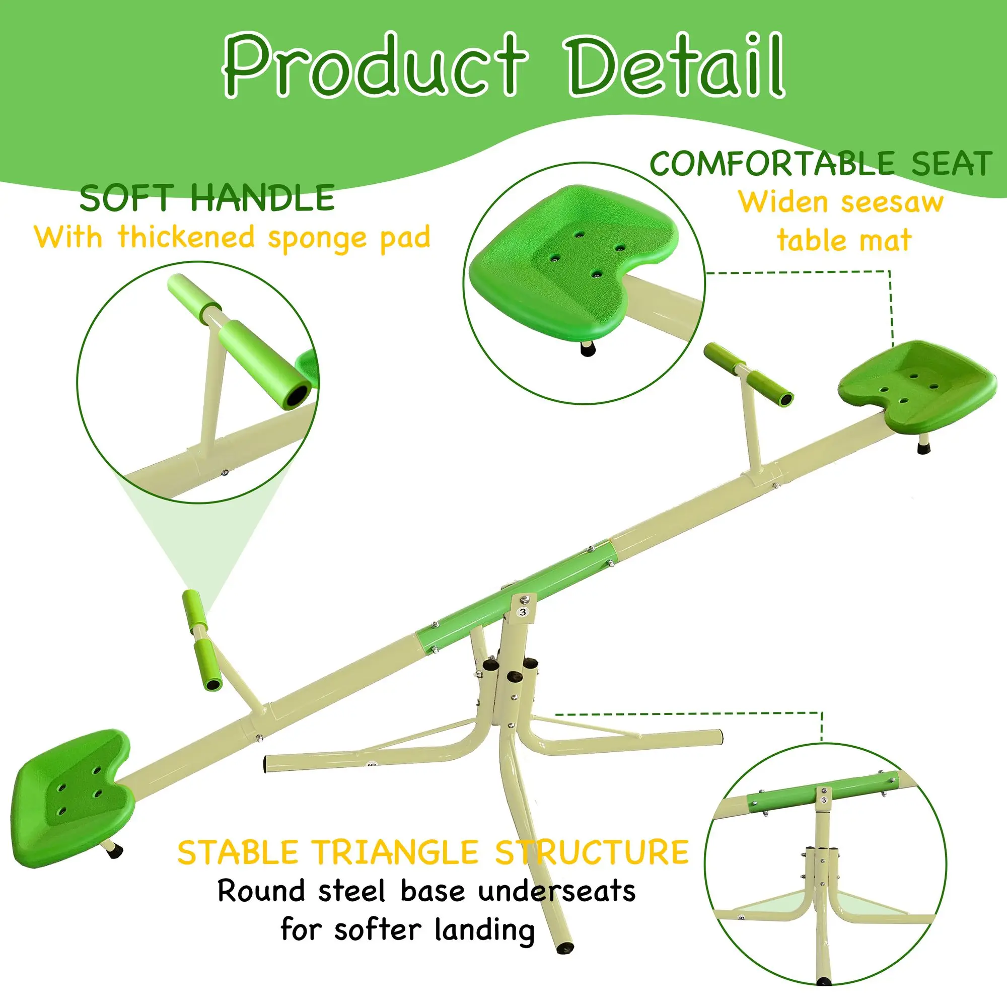 Swiveling 360 Degrees Toddlers Sit and Spin Teeter Totter, Kids Outdoor Play Equipment for Backyard Playground