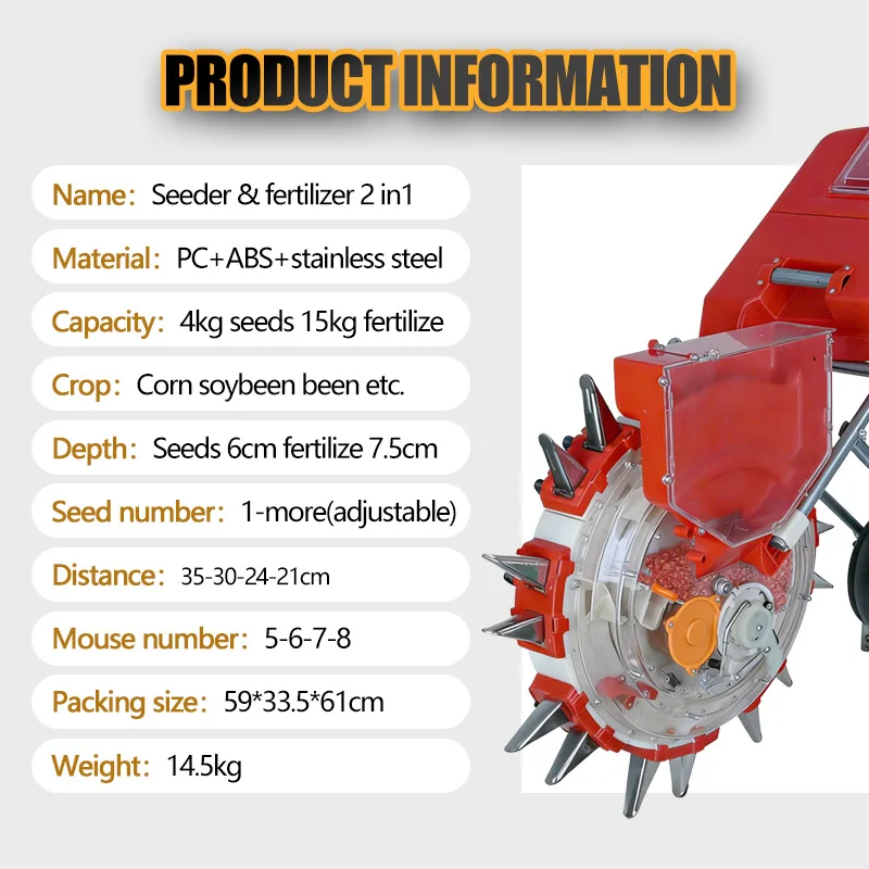 AOLIVIYA Hand Push 2 In 1 Seeder Fertilizer Spreader For Corn Soybean Legume Precision Planting Tool Specialty Tools