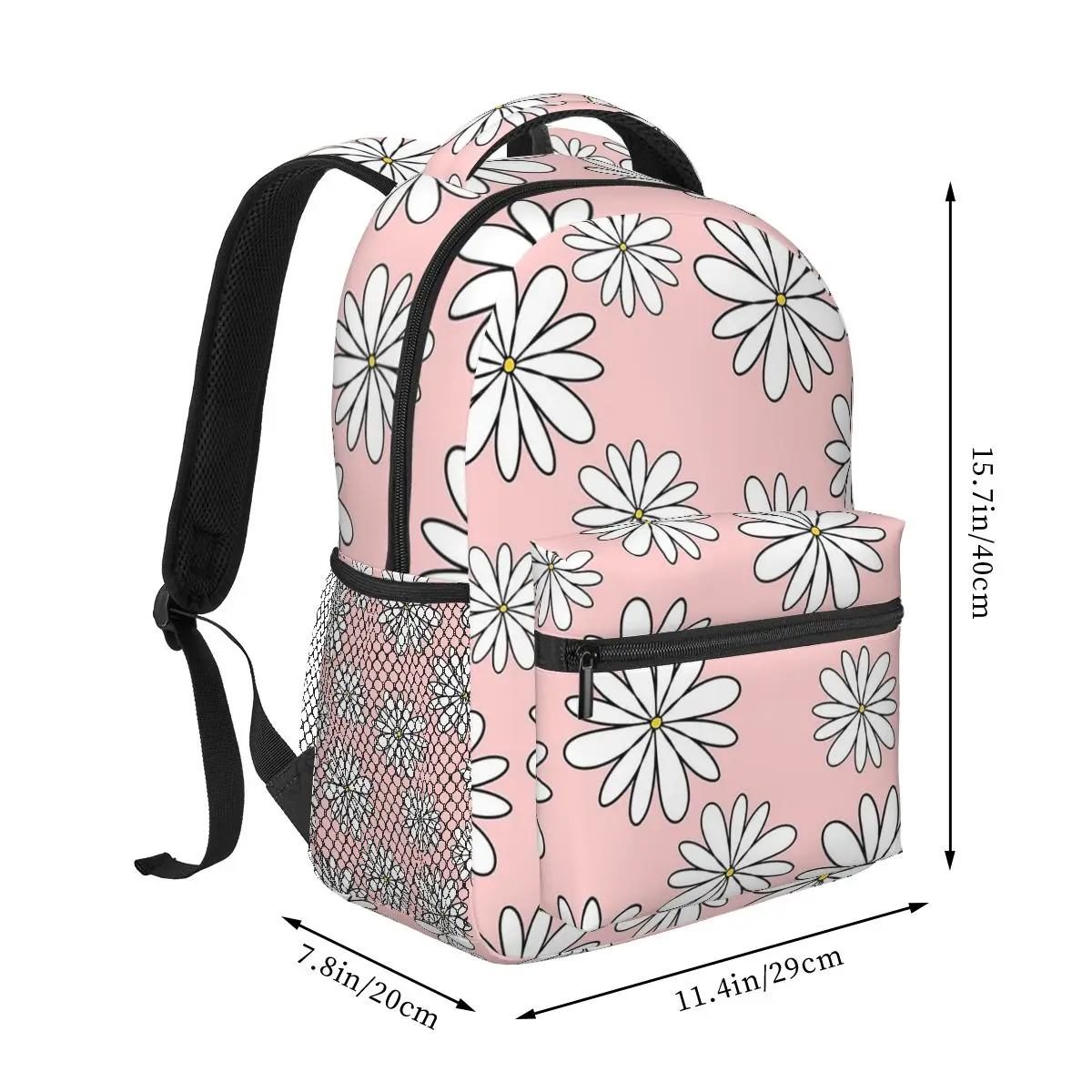 Daisy Themed Petal Pattern Backpack Student Boys Girls BookBag Kids School Bag Computer Shoulder Bags for Men Women