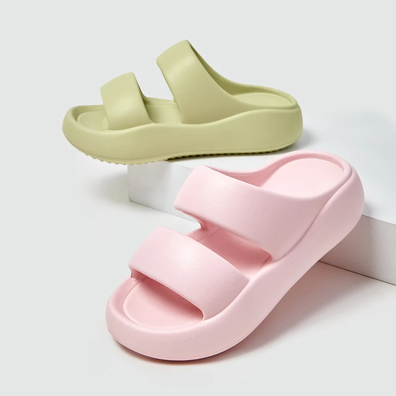 New Thick Bottom Cloud Slippers Women Comfort Soft Sole Eva Platform Sandals Woman Summer Double Strap Non Slip Beach Slippers