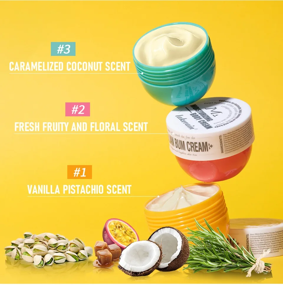 Crema Bady para el cuidado de los glúteos y la cadera, Gel masajeador corporal reafirmante hidratante, caramelo, vainilla, cuidado Floral de los glúteos, 80g