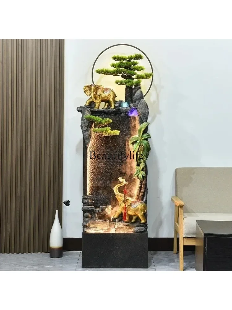 

yj15 Elephant lucky water fountain ornament circulating water water curtain wall landing opening housewarming gifts