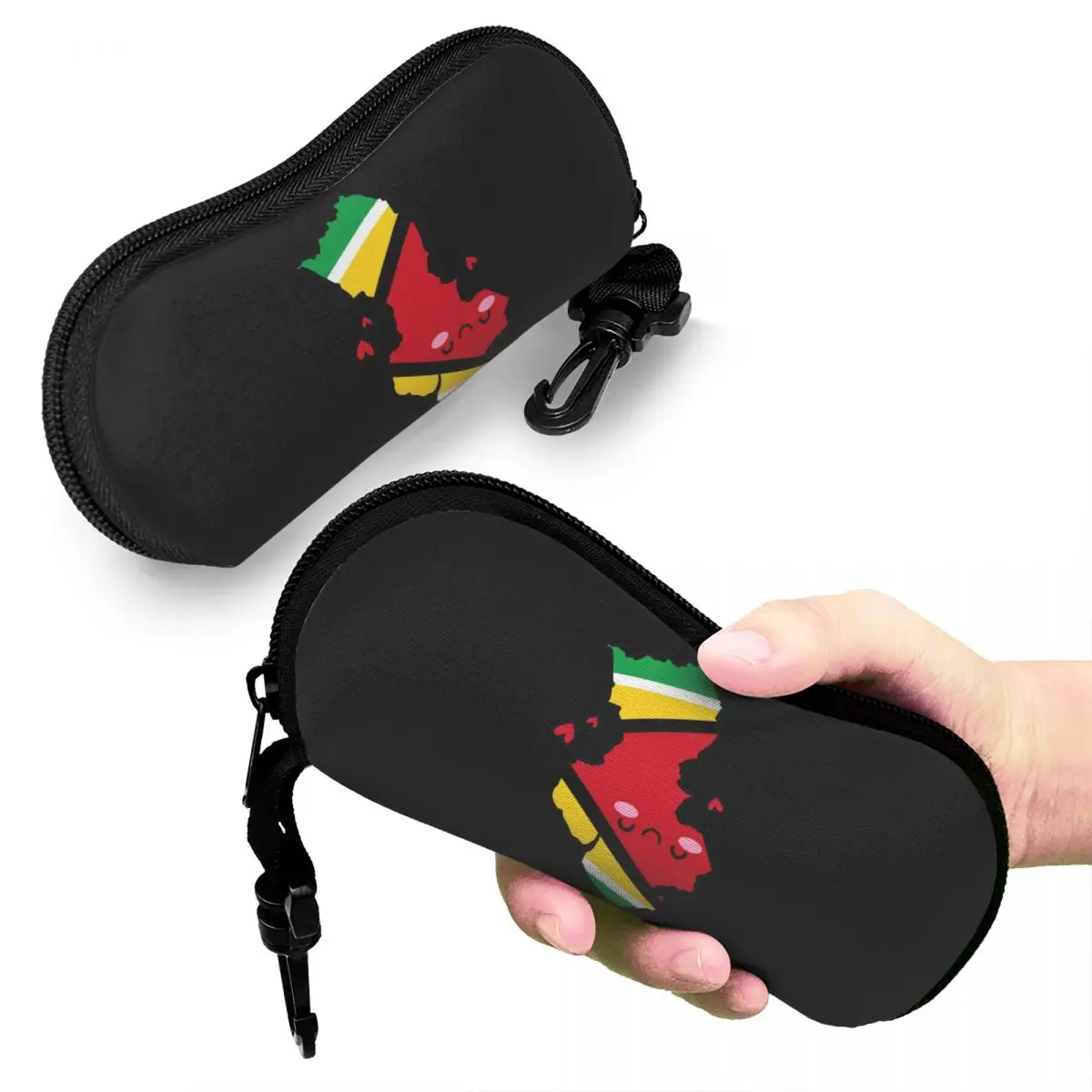 

Guyana Flag Map Smile With Love Shell Glasses Case Portable Sunglasses Box Women Men Soft Eyeglasses Bag Pouch