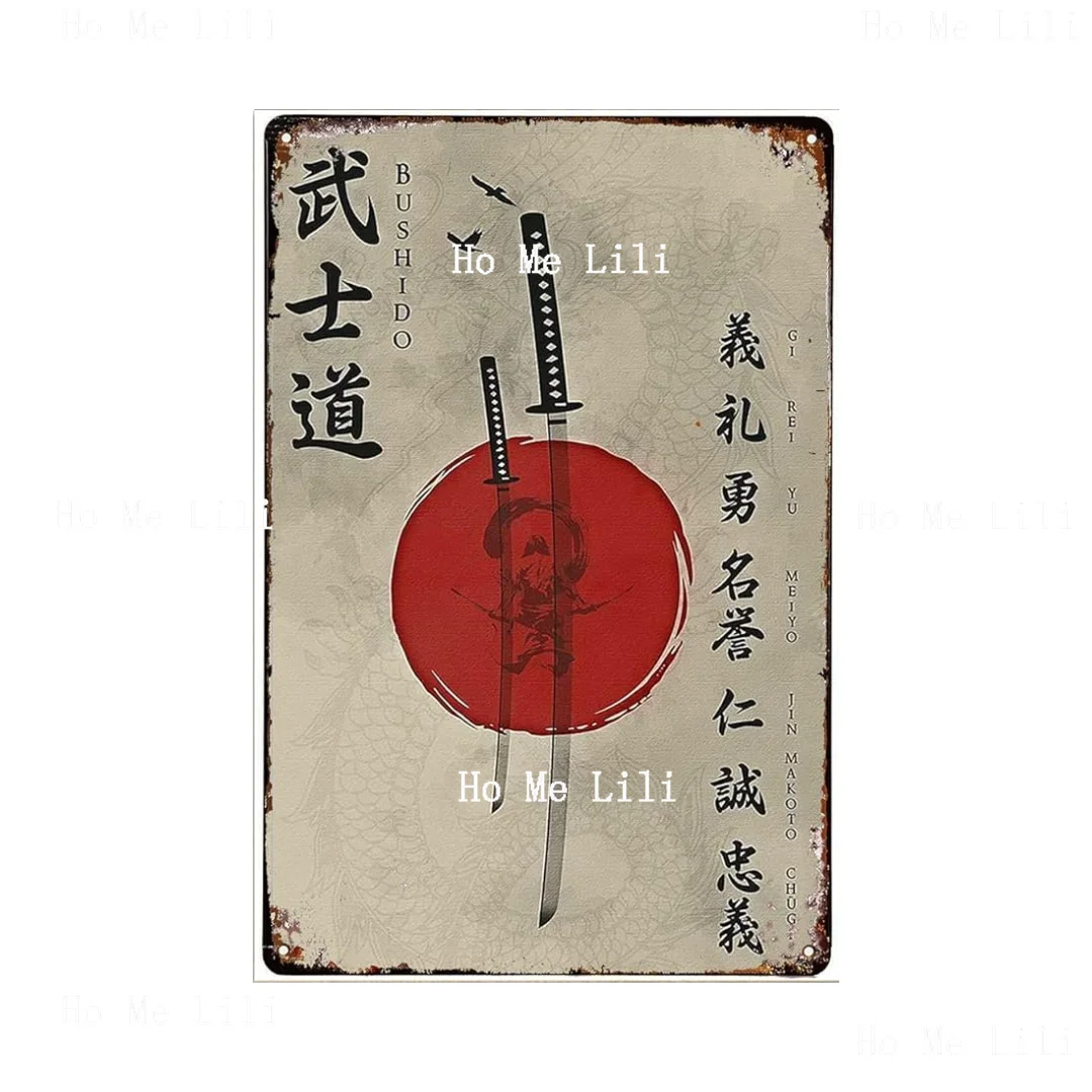 Bushido Japanese Samurar Art For Decor Bedroom Living Room Metal Tin Sign Wall Plaque Pub Cafe Home Decor