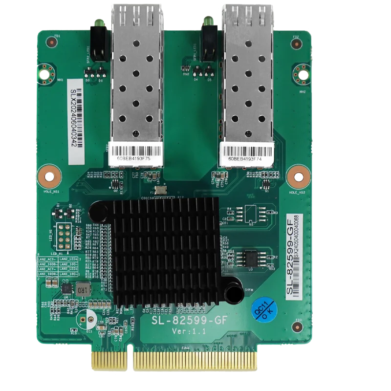 PCI-E Fiber Card Intel 82599ES Dual Port 10G SFP+ Compatible Windows Linux VMware Support 1U 2U Front Panel BKHD-82599-GF