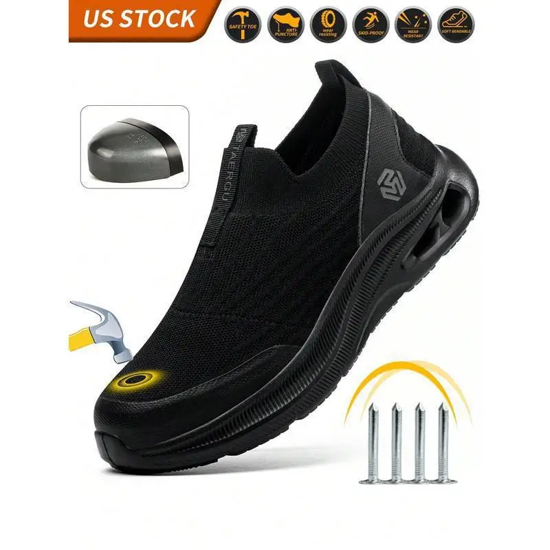 

Summer Breathable Mens Work Safety Shoes Lightweight Steel Toe Anti Smashing Anti Slip Indestructible Male Boots Footwear Shoes