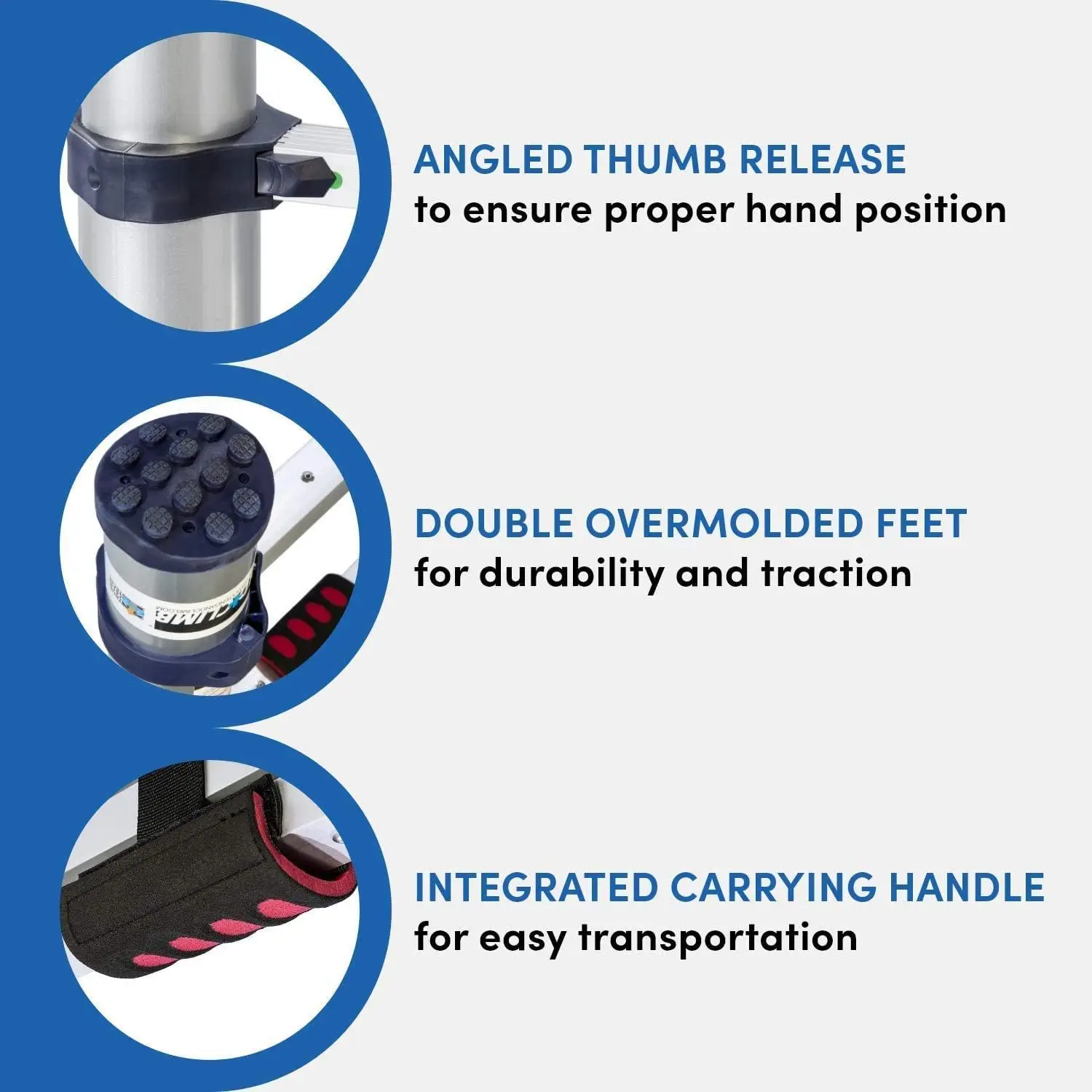 Ft Professional Series Heavy-Duty Double Over-Molded Feet Angled Thumb Release True Telescoping