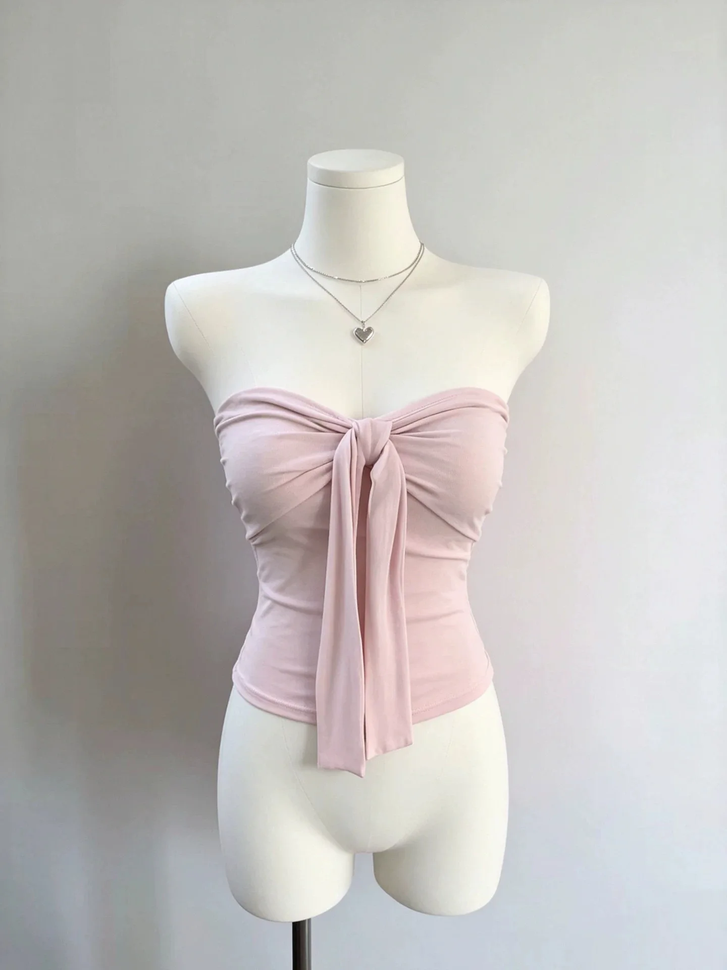 Sexy Spicy Girl Pure Desire Big Chest Gray Tube Top Vest with Chest Pad Show Chest Princess Style Slim Fit Princess Wind
