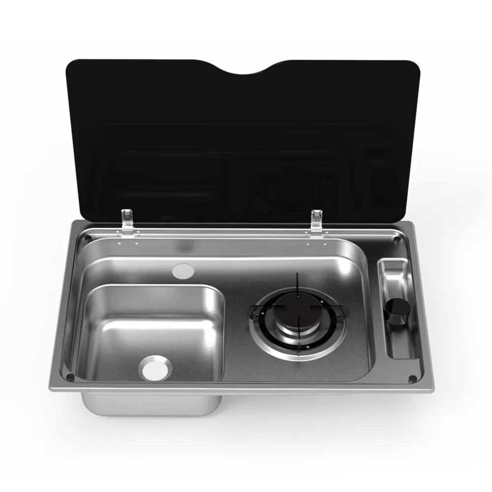 High Quality 2025 Most Popular 304 Stain Steel RV Gas Stove With One Water Sink From China For Caravan RV