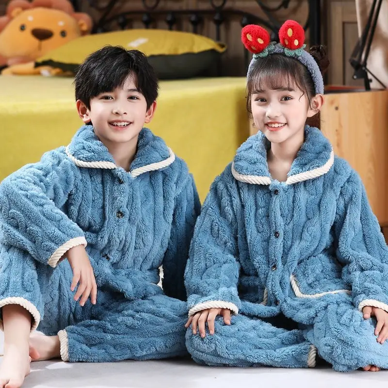

Kids Flannel Pajamas Cartoon Coral Fleece Pajama Sets for Boys Girls Toddler Baby Winter