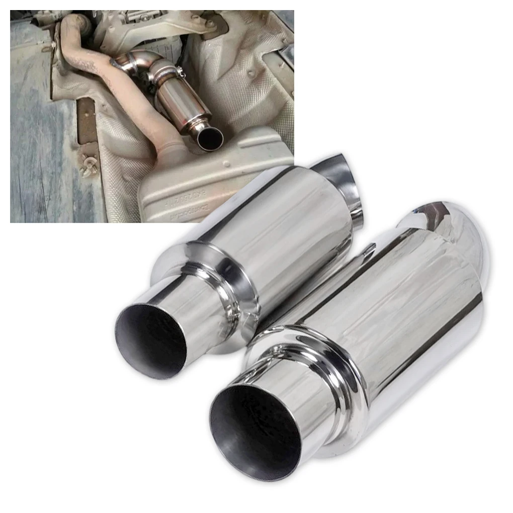 2.0 2.5'' Inlet Outlet Car Truck Dump Muffler Tip Resonator  Stainless Steel Exhaust Pipe Tip Sound Tuning Silencer