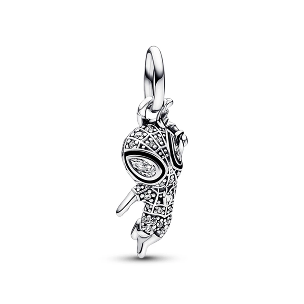 Disney 925 Sterling Silver Marvel Charms zwisające koraliki oryginalna Pandora Spider Man DIY bransoletka wisiorek wisiorek dla dziewczyny biżuteria