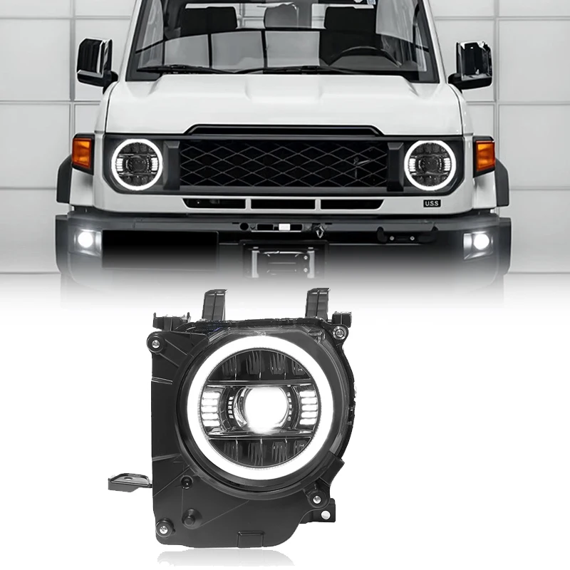 

24 for LC76 Land Cruiser Headlight Assembly Modification Big G Style 12V 50W LED Lens Daytime Running Light